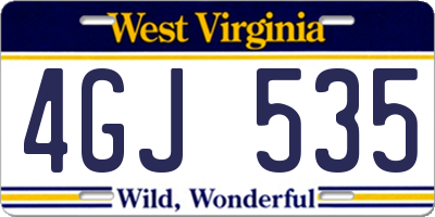 WV license plate 4GJ535