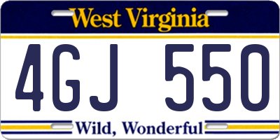 WV license plate 4GJ550