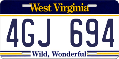 WV license plate 4GJ694