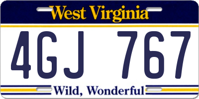 WV license plate 4GJ767