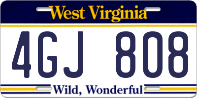 WV license plate 4GJ808