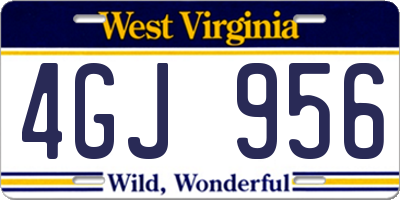 WV license plate 4GJ956