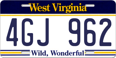 WV license plate 4GJ962