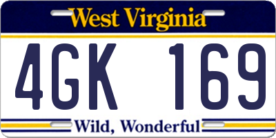 WV license plate 4GK169