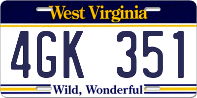 WV license plate 4GK351