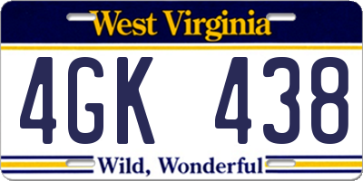 WV license plate 4GK438