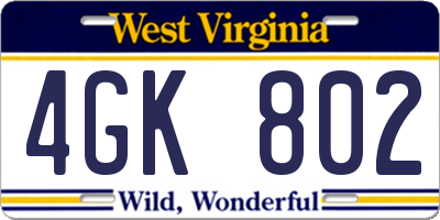 WV license plate 4GK802