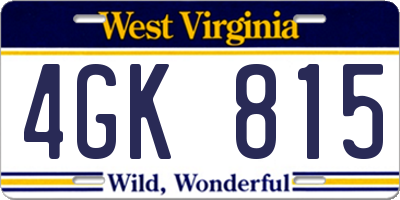 WV license plate 4GK815