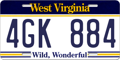 WV license plate 4GK884