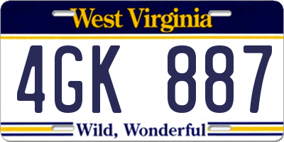 WV license plate 4GK887