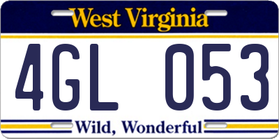 WV license plate 4GL053