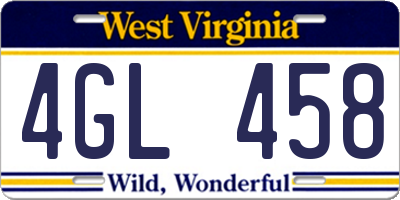 WV license plate 4GL458