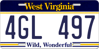 WV license plate 4GL497