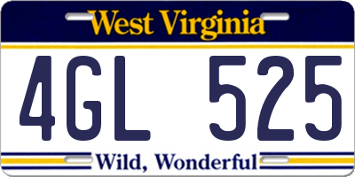 WV license plate 4GL525