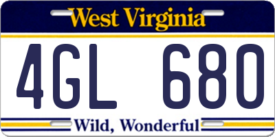 WV license plate 4GL680