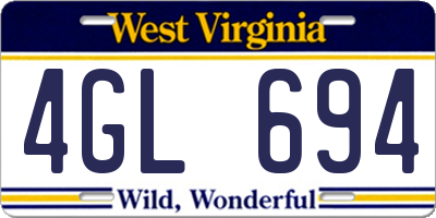 WV license plate 4GL694