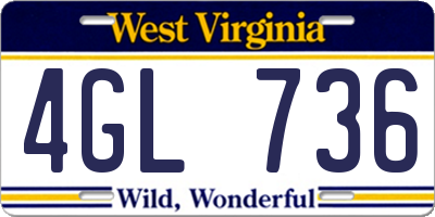 WV license plate 4GL736