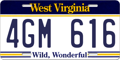 WV license plate 4GM616