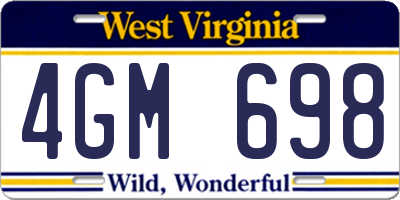 WV license plate 4GM698