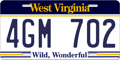 WV license plate 4GM702