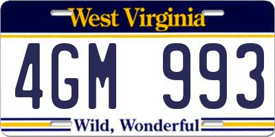 WV license plate 4GM993