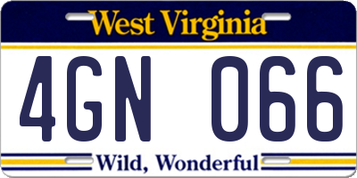 WV license plate 4GN066