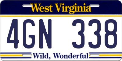 WV license plate 4GN338