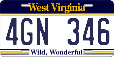 WV license plate 4GN346