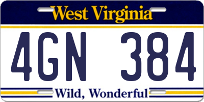 WV license plate 4GN384
