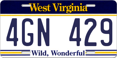 WV license plate 4GN429
