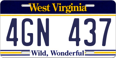 WV license plate 4GN437