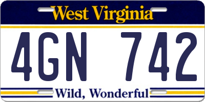 WV license plate 4GN742
