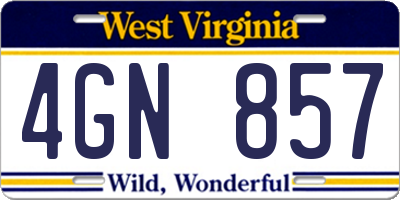 WV license plate 4GN857