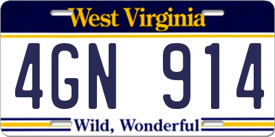 WV license plate 4GN914