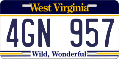 WV license plate 4GN957