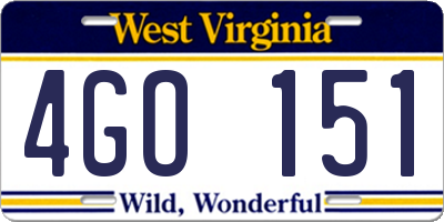 WV license plate 4GO151