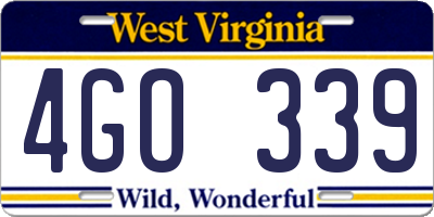 WV license plate 4GO339