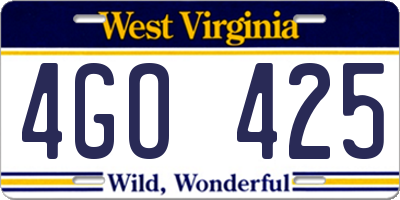 WV license plate 4GO425