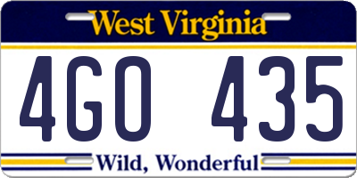 WV license plate 4GO435