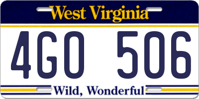 WV license plate 4GO506