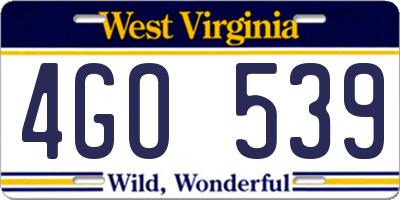WV license plate 4GO539