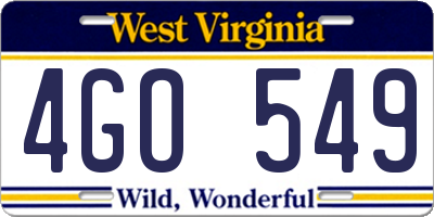 WV license plate 4GO549