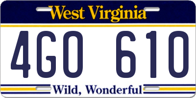 WV license plate 4GO610