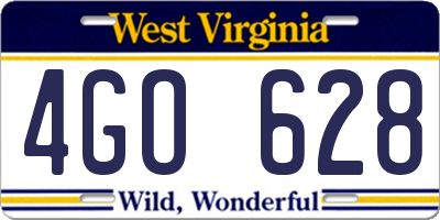 WV license plate 4GO628