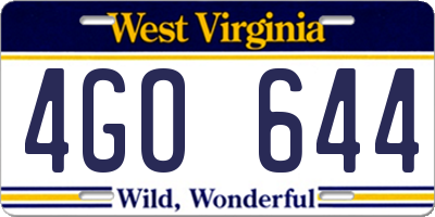 WV license plate 4GO644