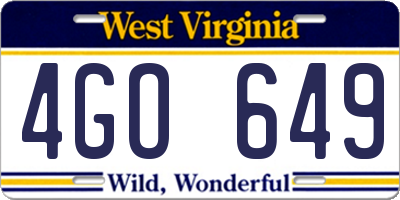 WV license plate 4GO649