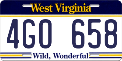 WV license plate 4GO658