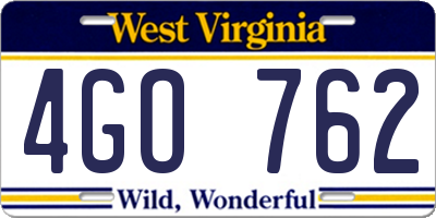 WV license plate 4GO762