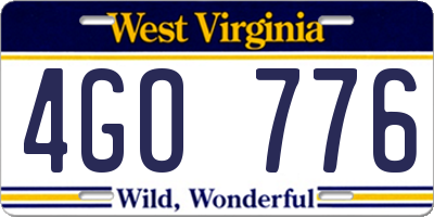 WV license plate 4GO776