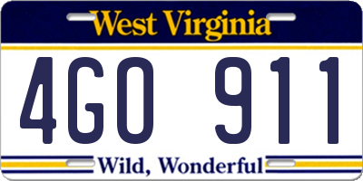 WV license plate 4GO911